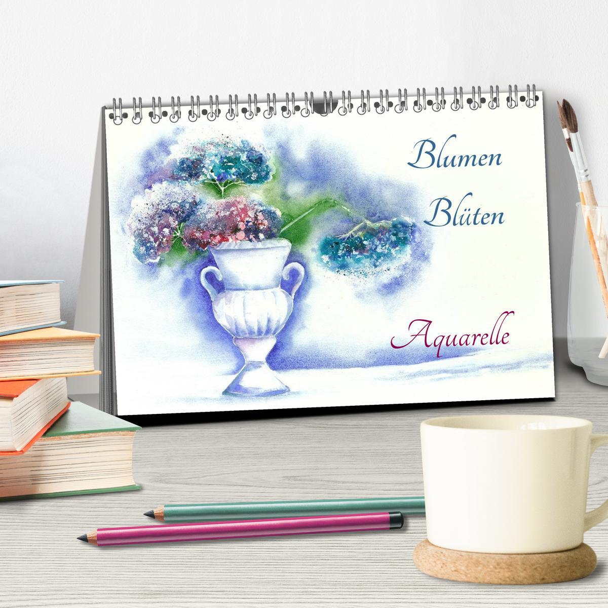 Bild: 9783435501496 | Blumen Blüten Aquarelle (Tischkalender 2025 DIN A5 quer), CALVENDO...