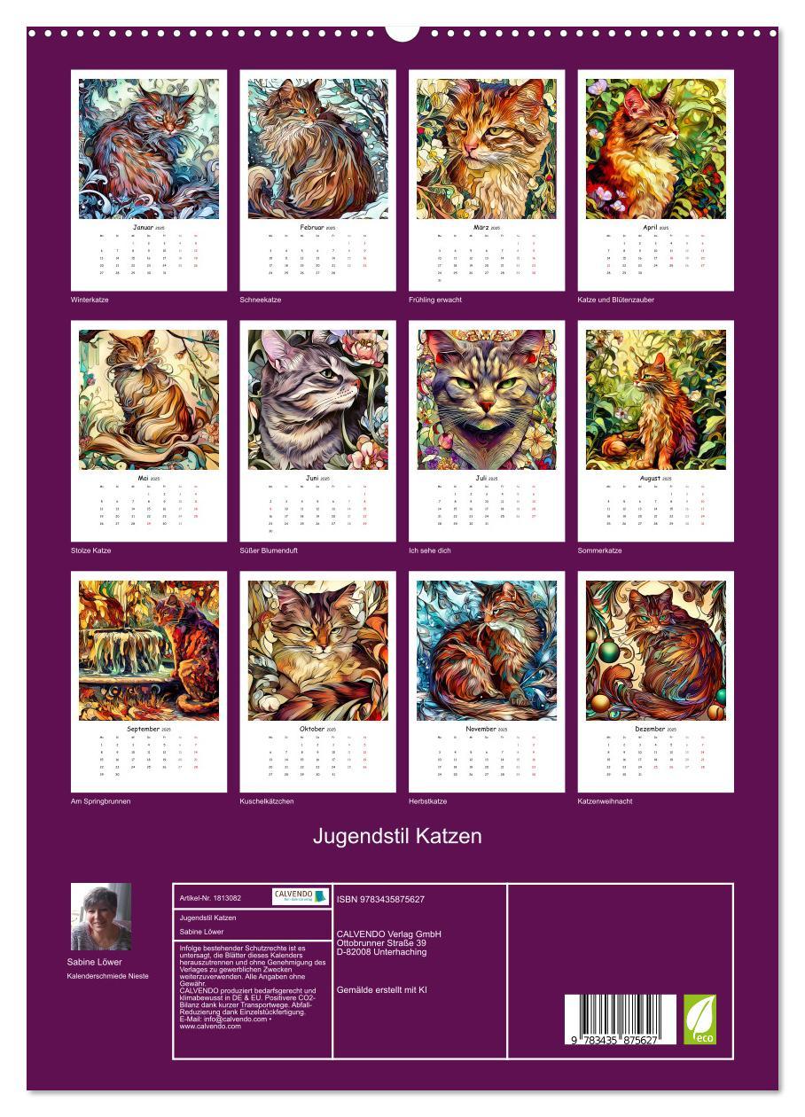 Bild: 9783435875627 | Jugendstil Katzen (hochwertiger Premium Wandkalender 2025 DIN A2...