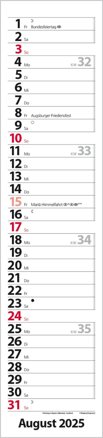 Bild: 9783731879596 | Streifenplaner Compact Rot 2025 | Verlag Korsch | Kalender | 13 S.