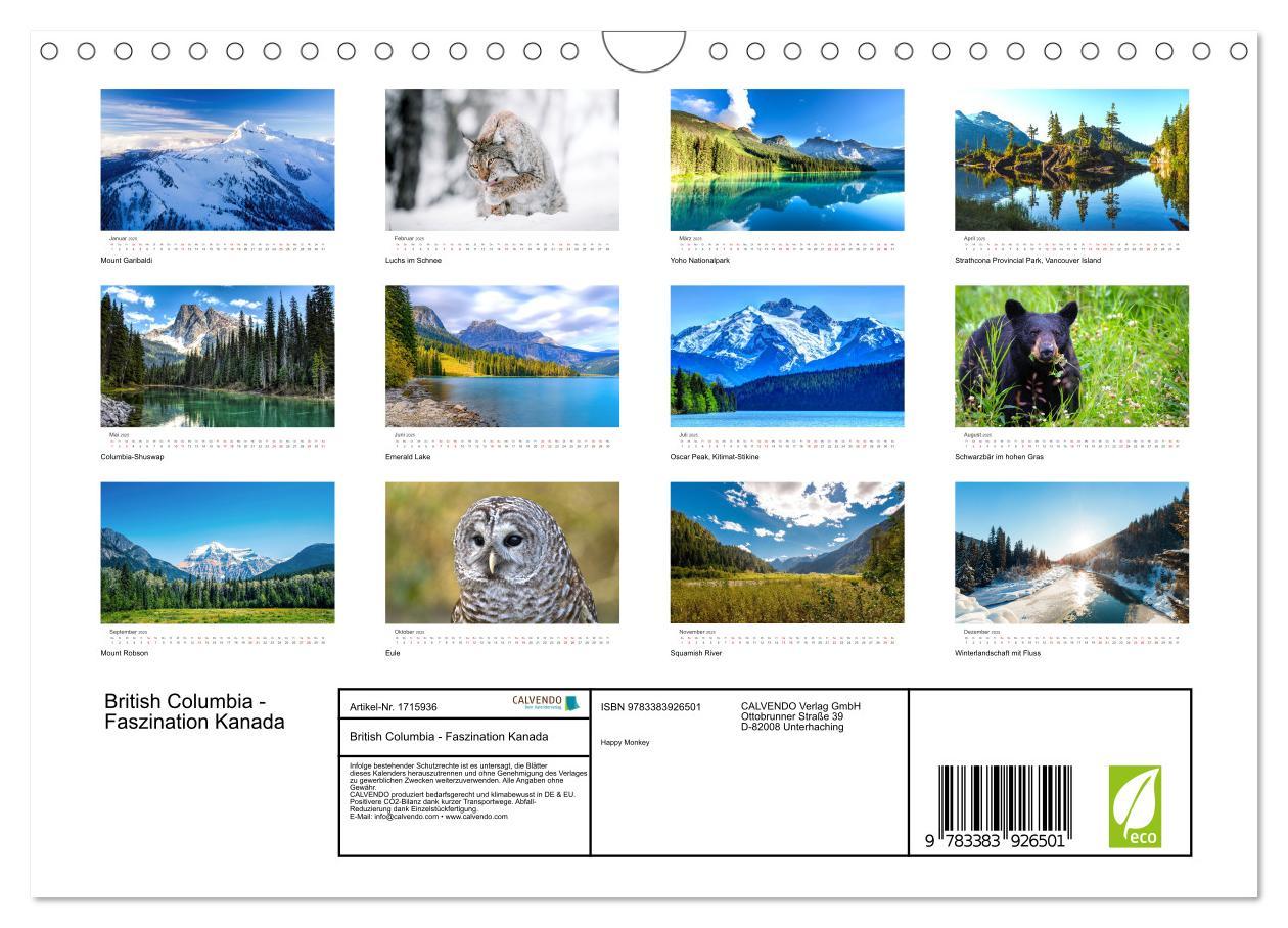 Bild: 9783383926501 | British Columbia - Faszination Kanada (Wandkalender 2025 DIN A4...