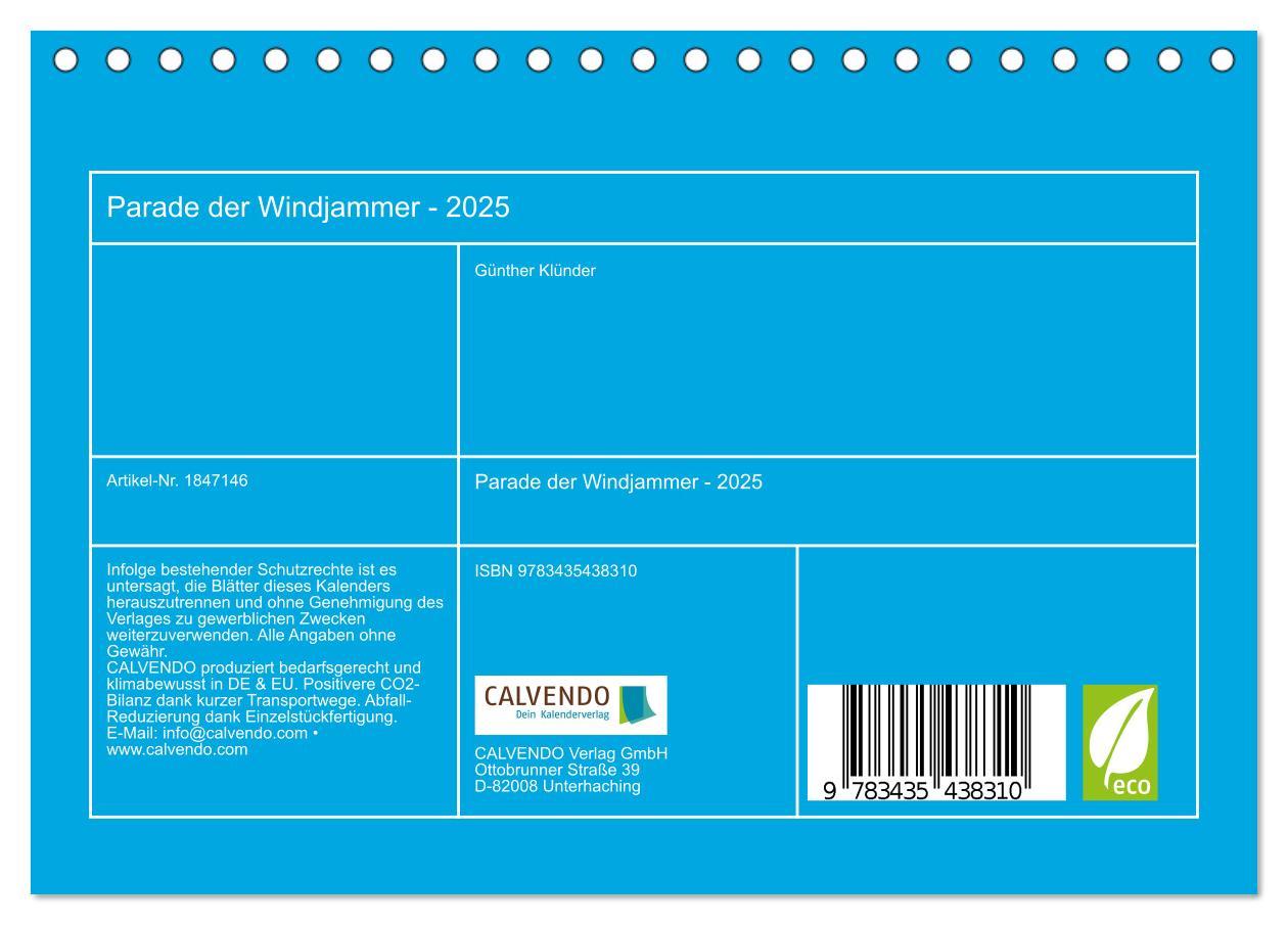 Bild: 9783435438310 | Parade der Windjammer - 2025 (Tischkalender 2025 DIN A5 quer),...