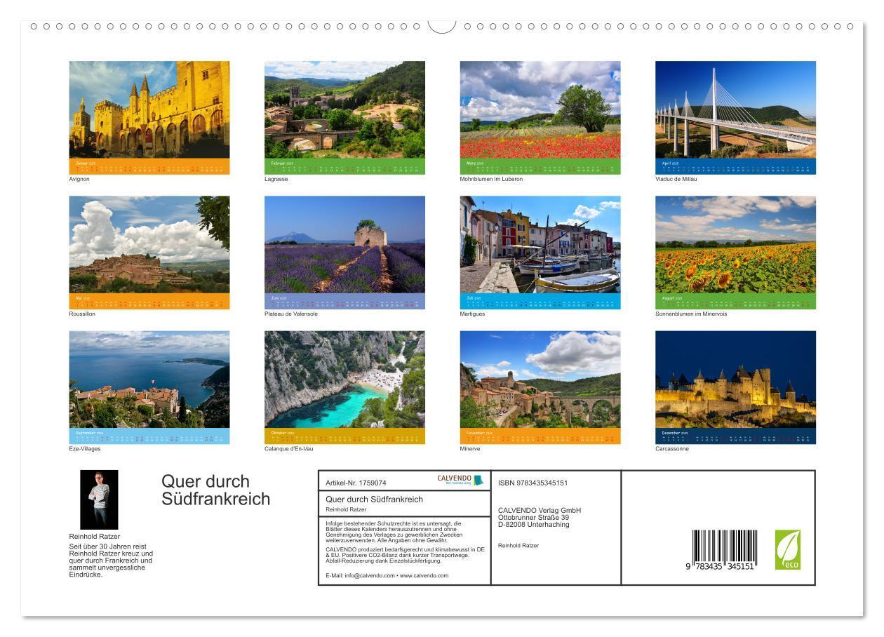 Bild: 9783435345151 | Quer durch Südfrankreich (hochwertiger Premium Wandkalender 2025...