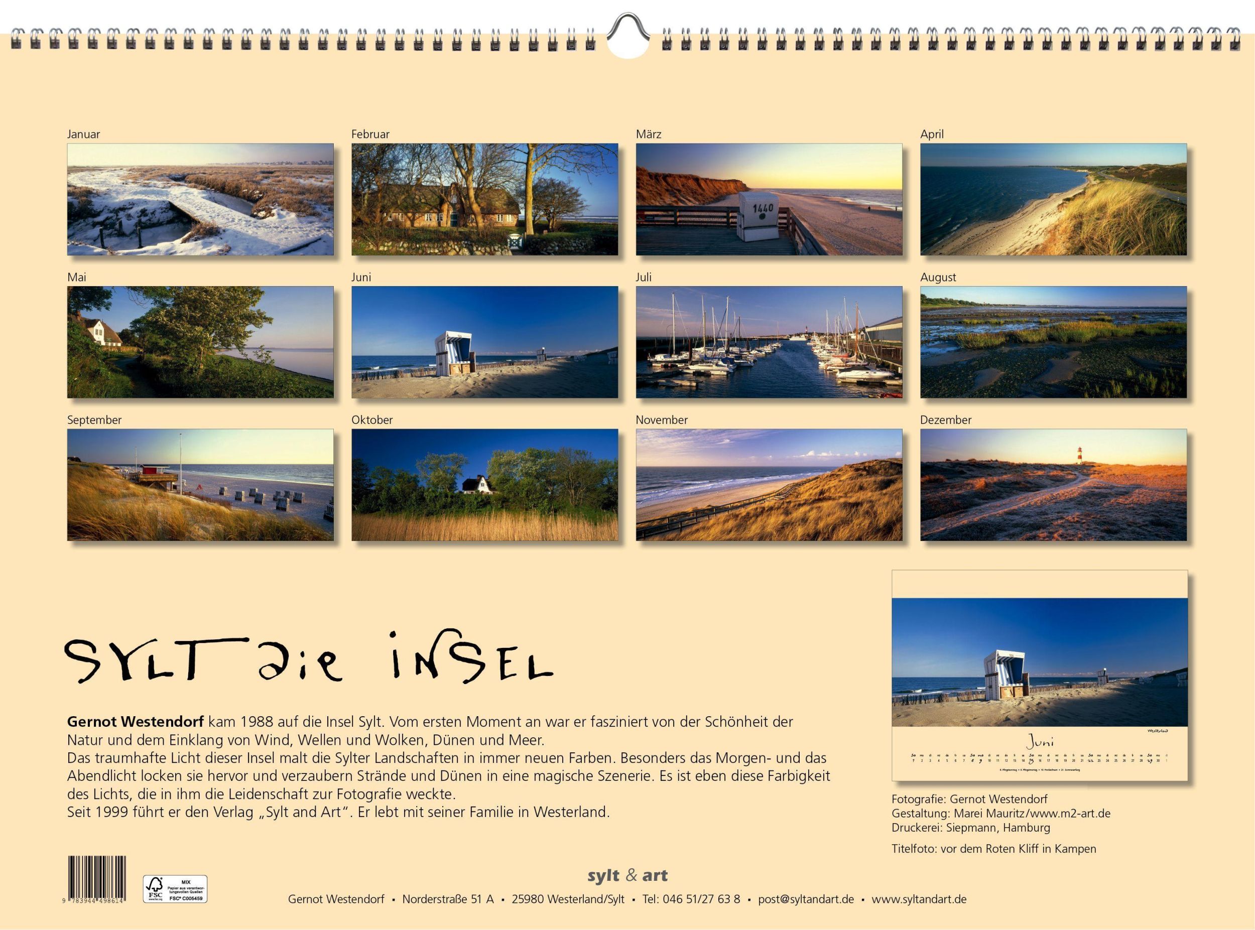 Bild: 9783944498614 | Sylt-die Insel 2025 Panoramakalender | Gernot Westendorf | Kalender