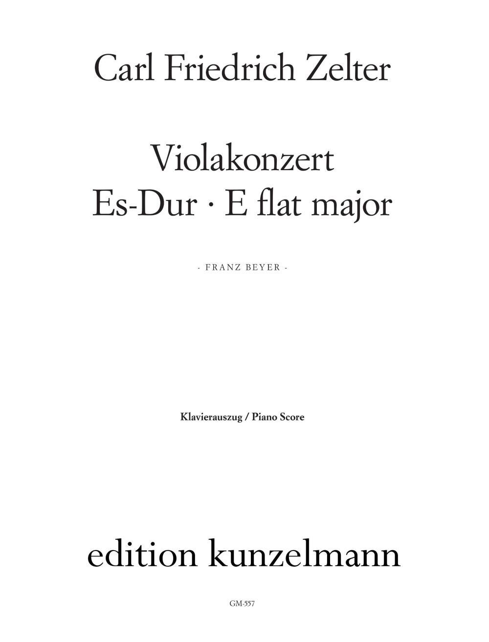 Cover: 9790206205507 | Konzert Es-Dur für Viola und Orchester für Viola und Klavier | Zelter