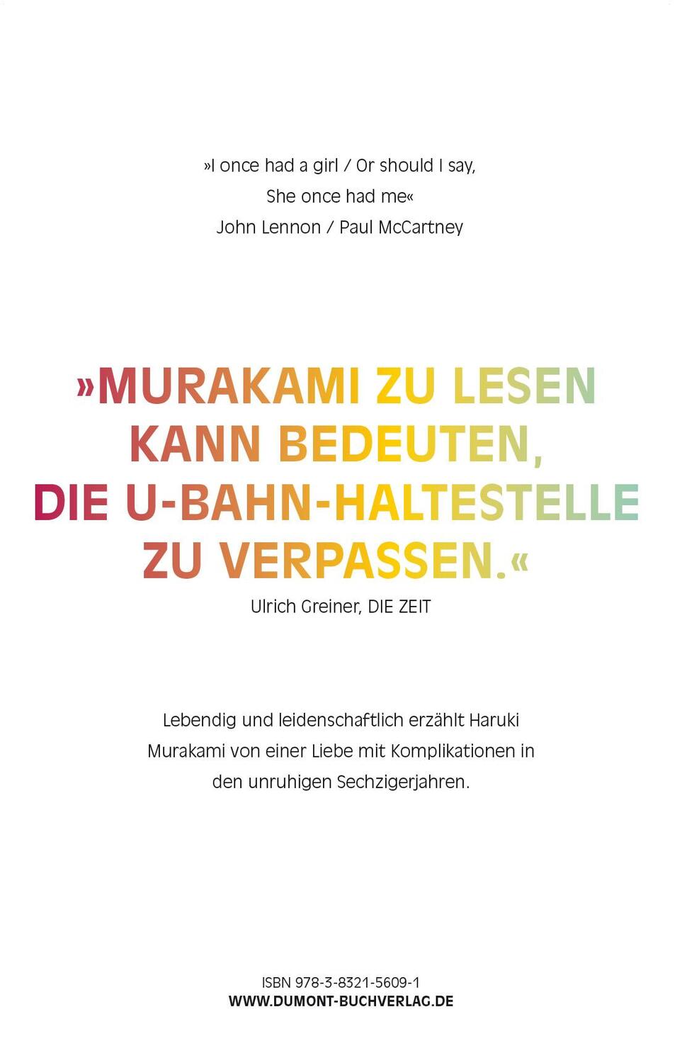 Rückseite: 9783832156091 | Naokos Lächeln | Nur eine Liebesgeschichte | Haruki Murakami | Buch