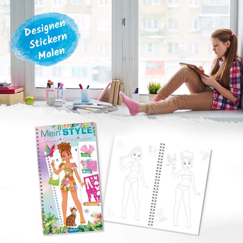 Bild: 9783965528222 | Trötsch Malbuch mit Schablonen und Stickern Mein Style Holiday | Buch