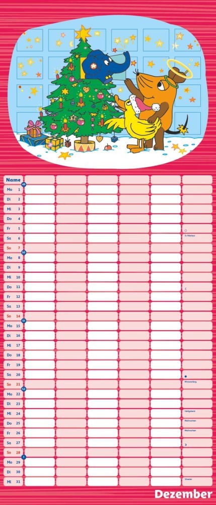 Bild: 4250809653105 | DUMONT - Die Maus 2025 Mega-Familienplaner, 30x70cm, Kalender mit 6...