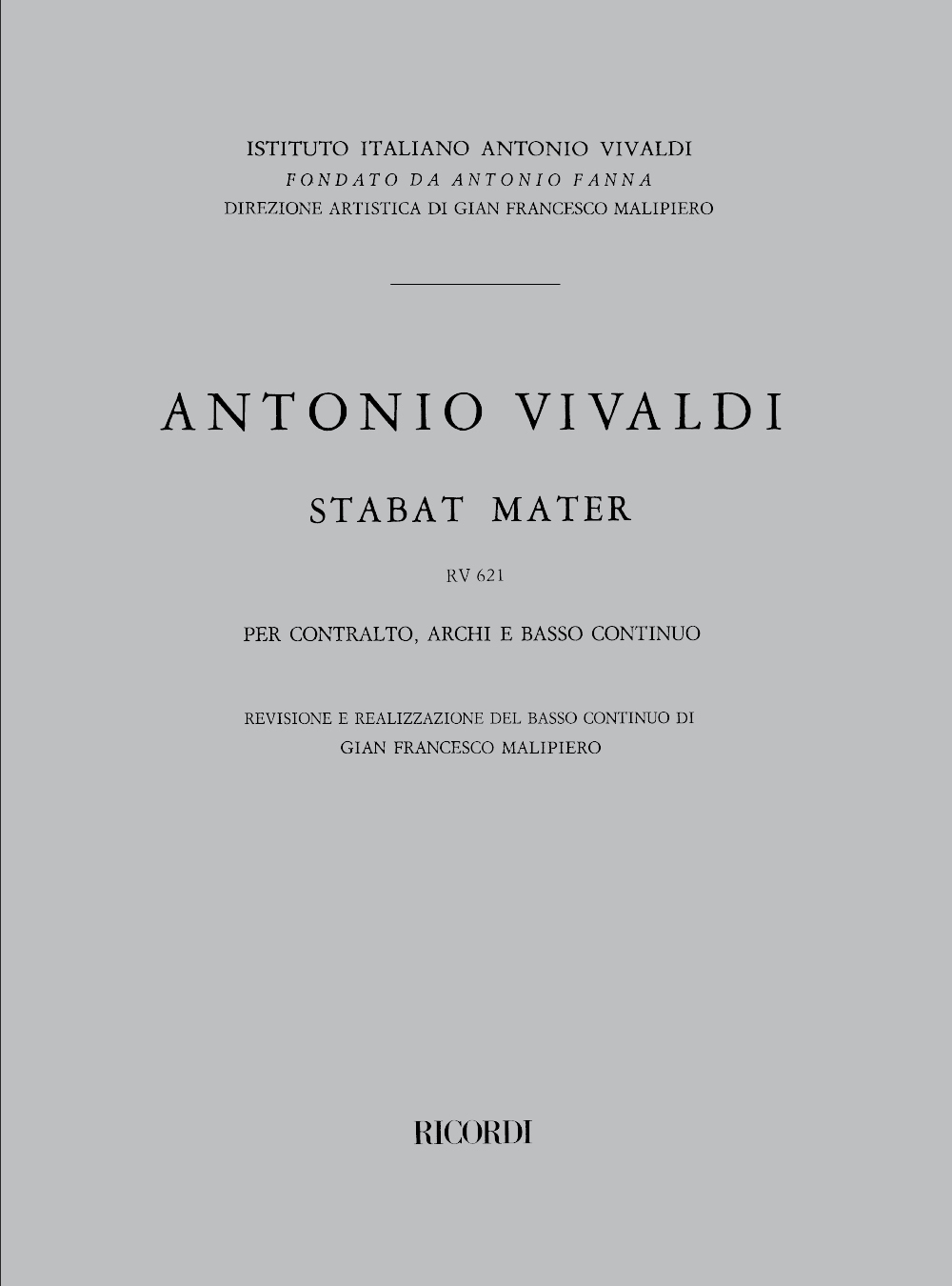 Cover: 9790041315638 | Stabat Mater Rv 621 | Antonio Vivaldi | Partitur | Ricordi