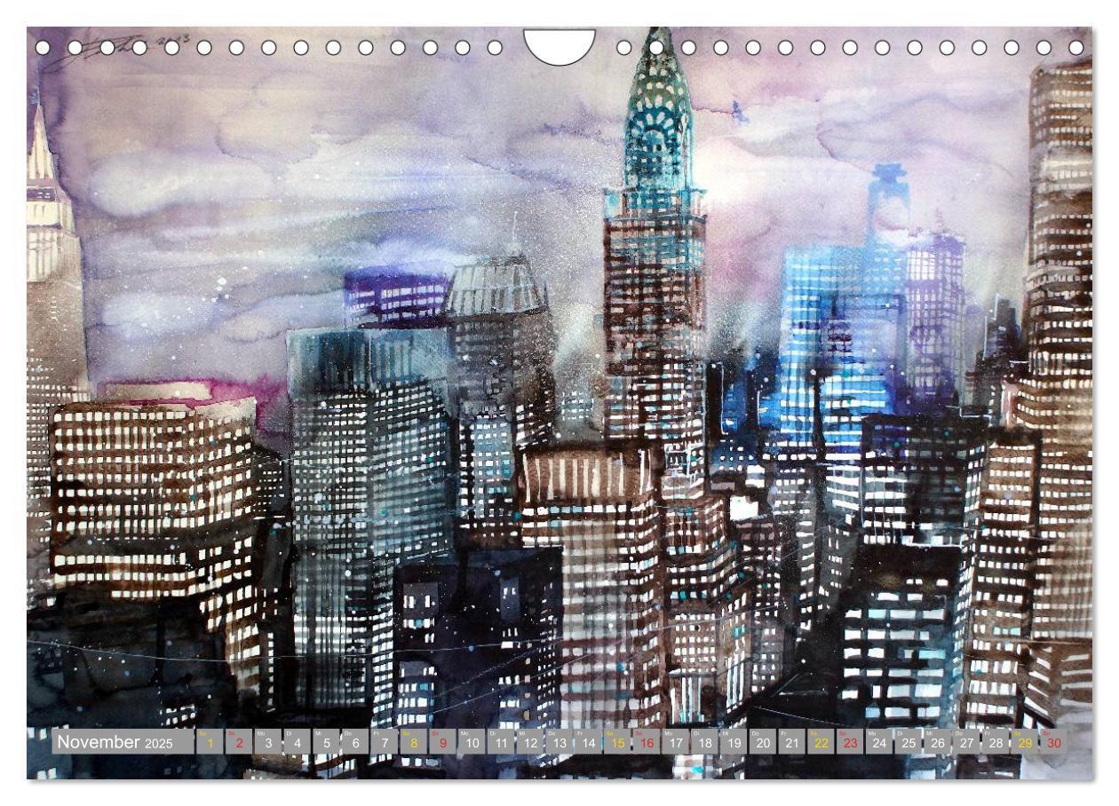 Bild: 9783435660636 | New York Watercolor Citylights (Wandkalender 2025 DIN A4 quer),...