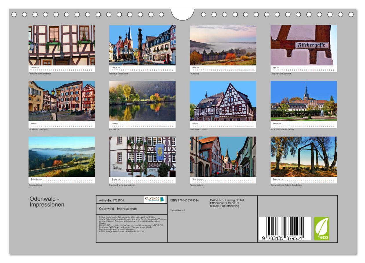 Bild: 9783435379514 | Odenwald - Impressionen (Wandkalender 2025 DIN A4 quer), CALVENDO...