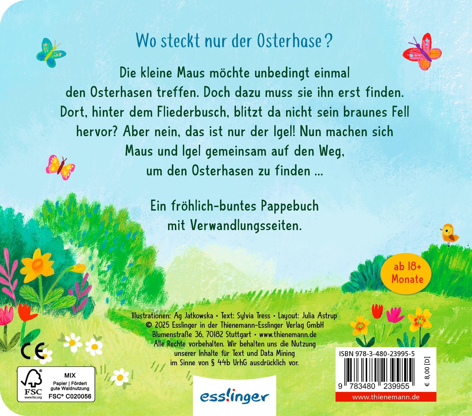 Rückseite: 9783480239955 | Wo bist du, kleiner Osterhase? | Sylvia Tress (u. a.) | Buch | 18 S.