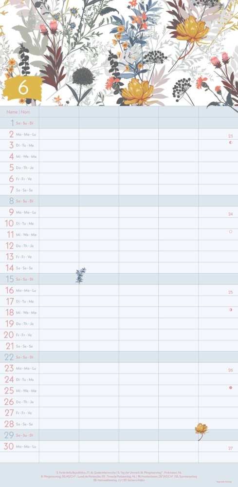 Bild: 4002725981653 | GreenLine - Floral 2025 Familienplaner, 22x45cm, Familienkalender...