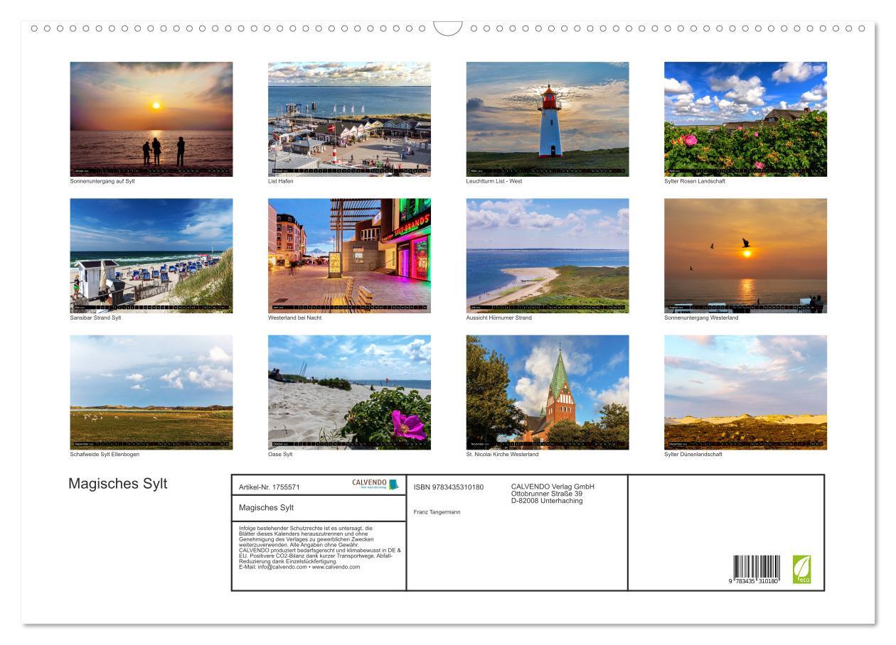 Bild: 9783435310180 | Magisches Sylt (Wandkalender 2025 DIN A2 quer), CALVENDO...