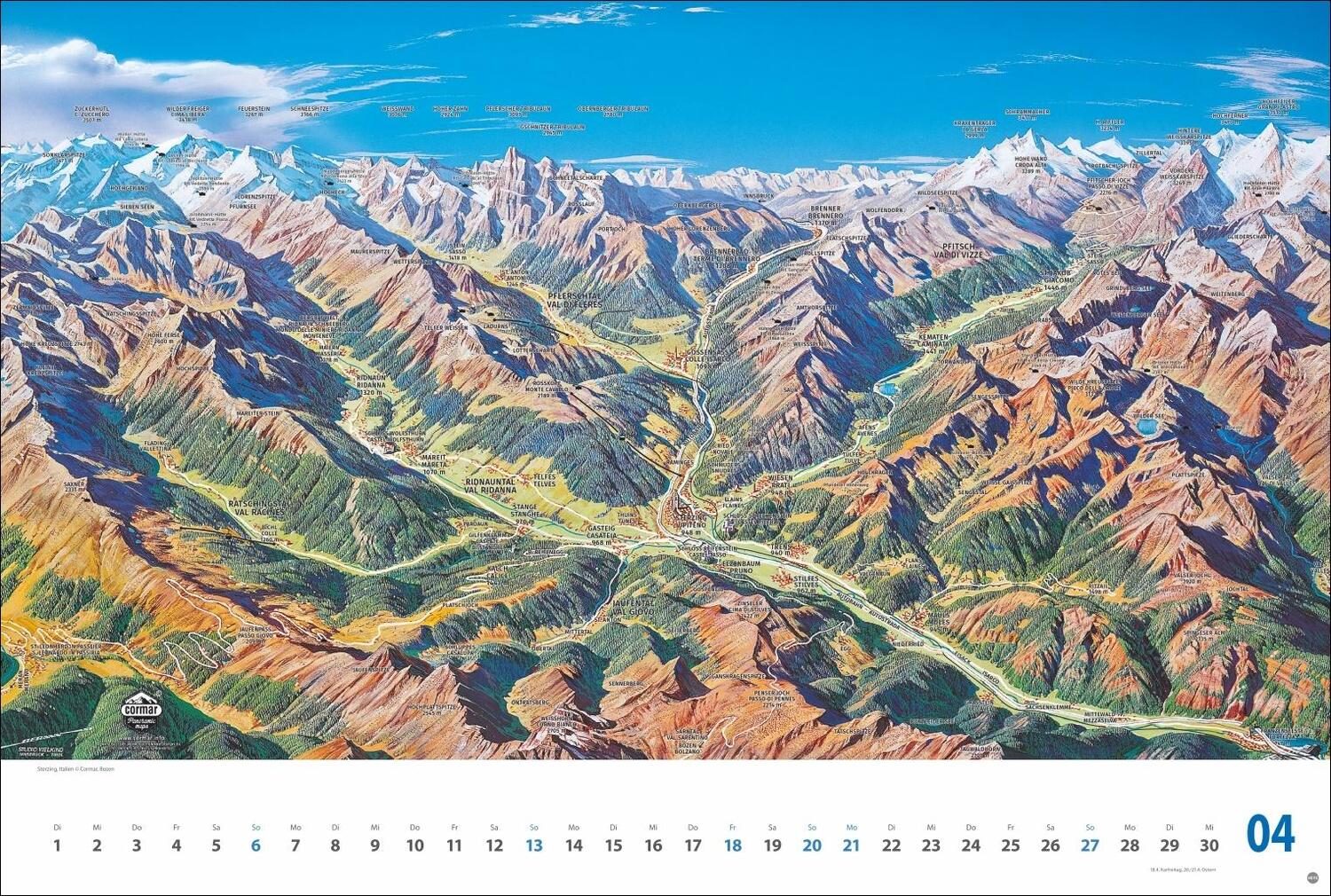 Bild: 9783756404780 | Alpenpanorama Edition 2025 - Die Kunst der Panoramakarten | Kalender