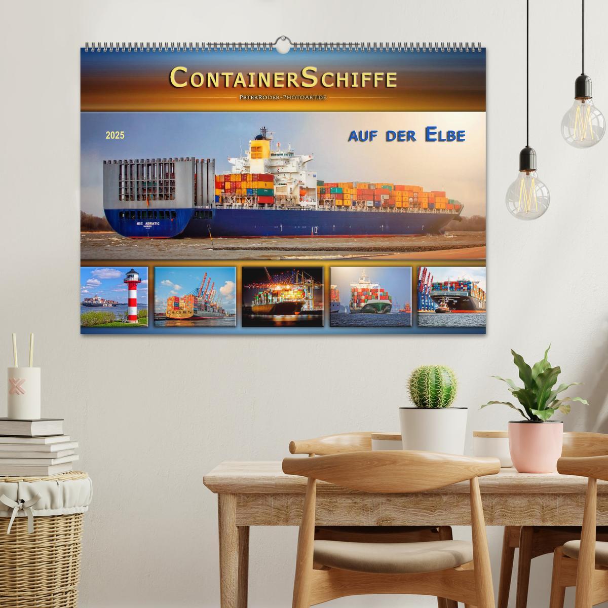 Bild: 9783435382729 | Containerschiffe auf der Elbe (Wandkalender 2025 DIN A2 quer),...