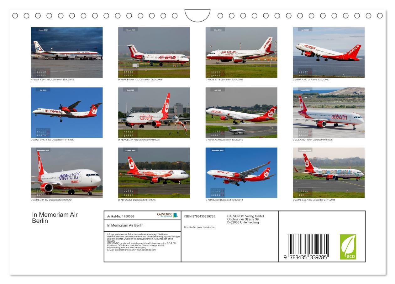 Bild: 9783435339785 | In Memoriam Air Berlin (Wandkalender 2025 DIN A4 quer), CALVENDO...