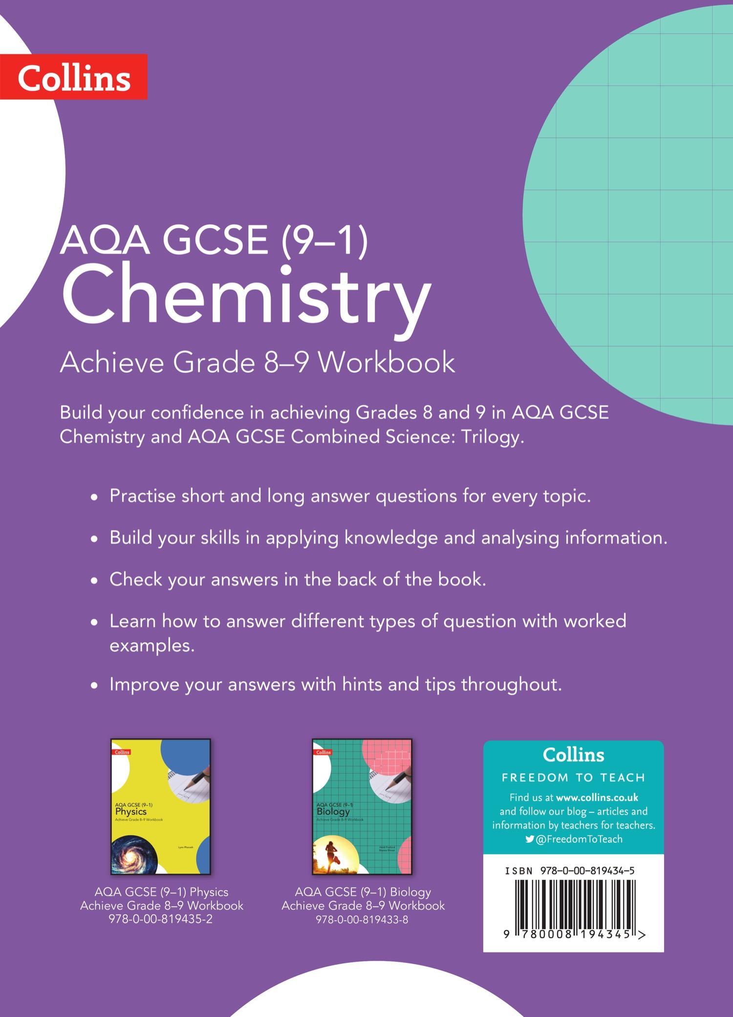 Rückseite: 9780008194345 | AQA GCSE (9-1) Chemistry Achieve Grade 8-9 Workbook | Warren (u. a.)