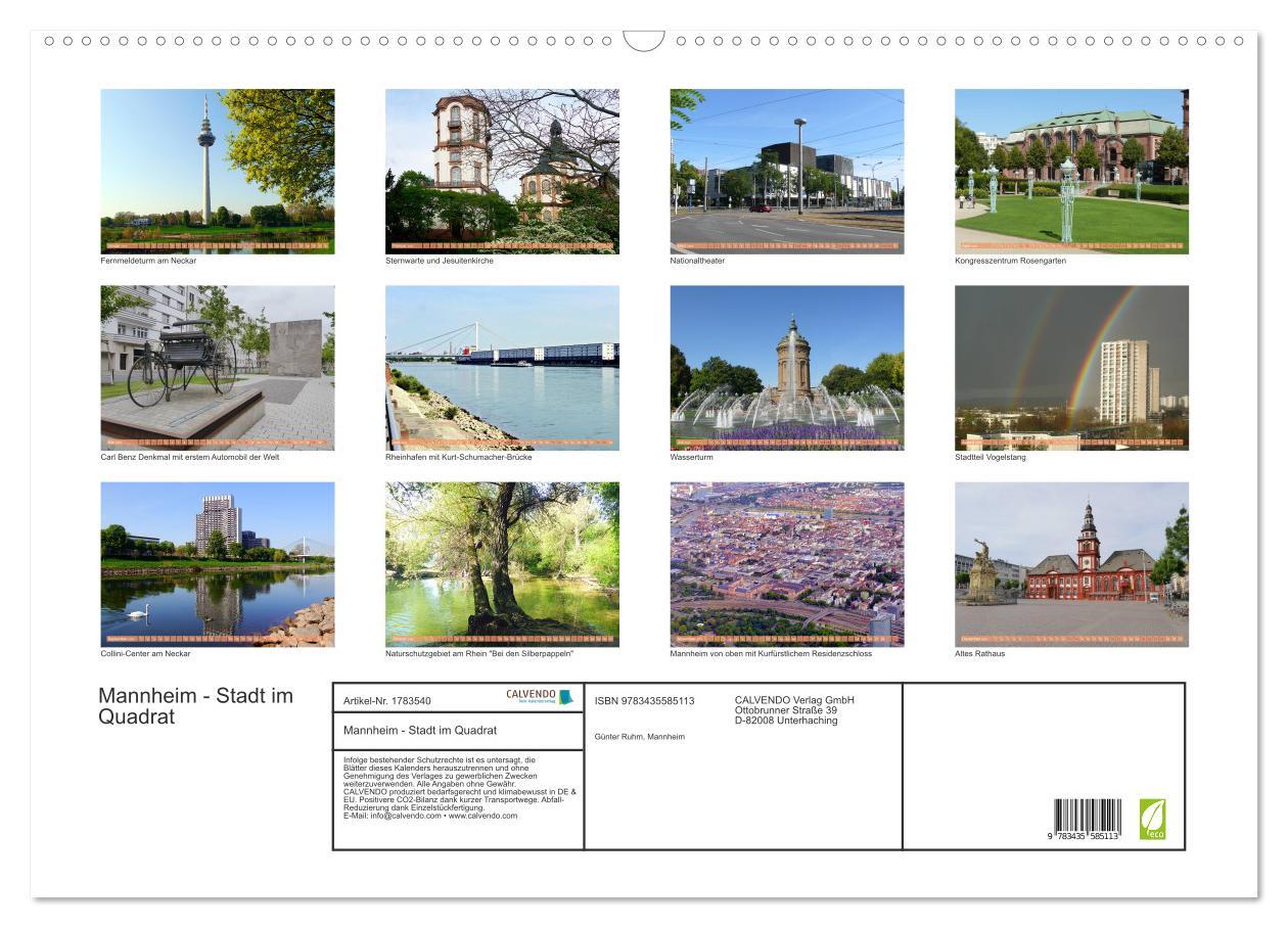 Bild: 9783435585113 | Mannheim - Stadt im Quadrat (Wandkalender 2025 DIN A2 quer),...