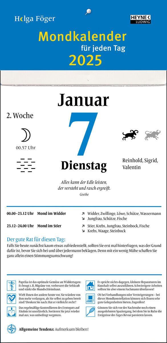 Bild: 9783453239401 | Mondkalender für jeden Tag 2025 | Helga Föger | Kalender | 392 S.