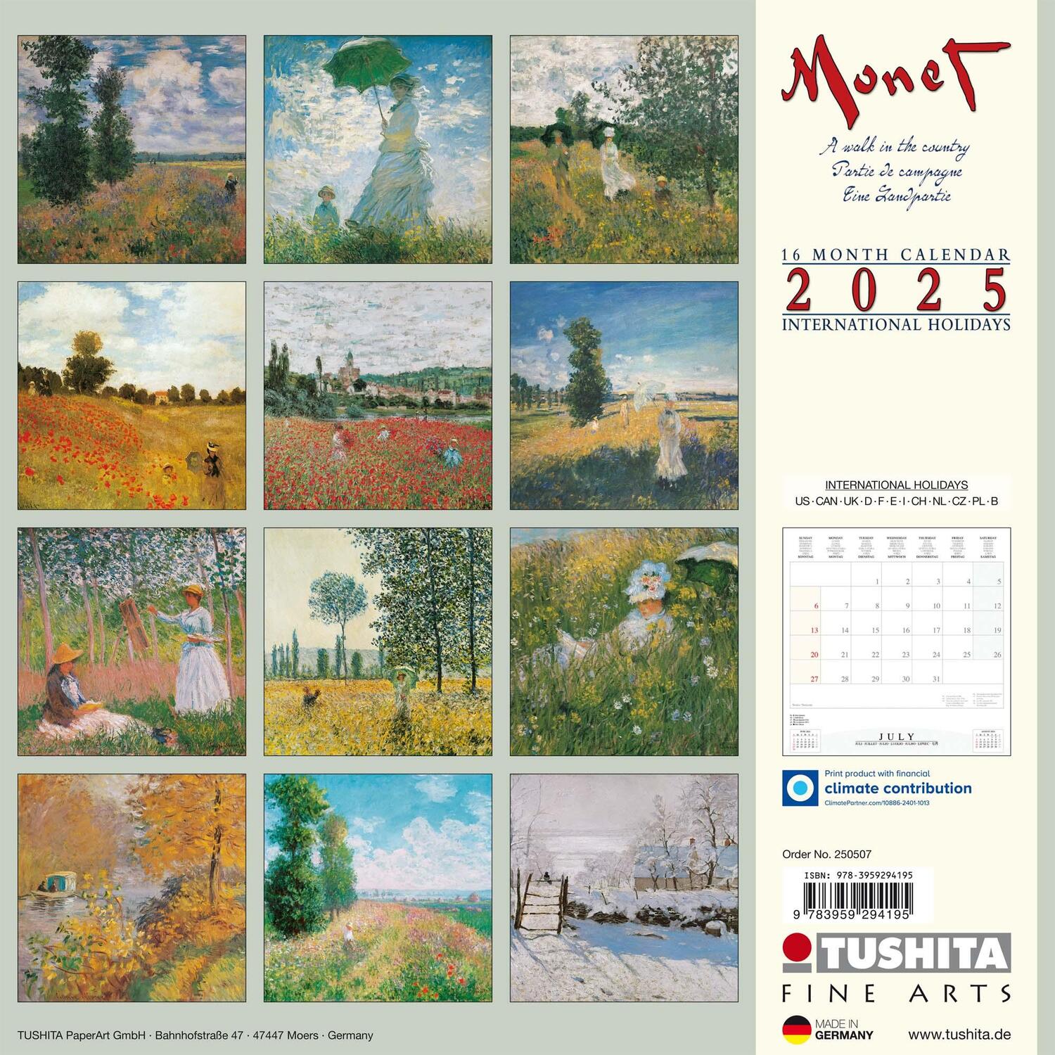 Rückseite: 9783959294195 | Claude Monet - A Walk in the Country 2025 | Kalender 2025 | Kalender