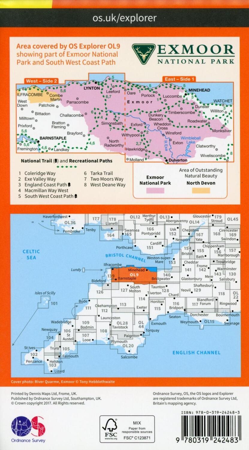 Bild: 9780319242483 | Exmoor, Barnstaple, Lynton, Minehead & Dulverton | Ordnance Survey