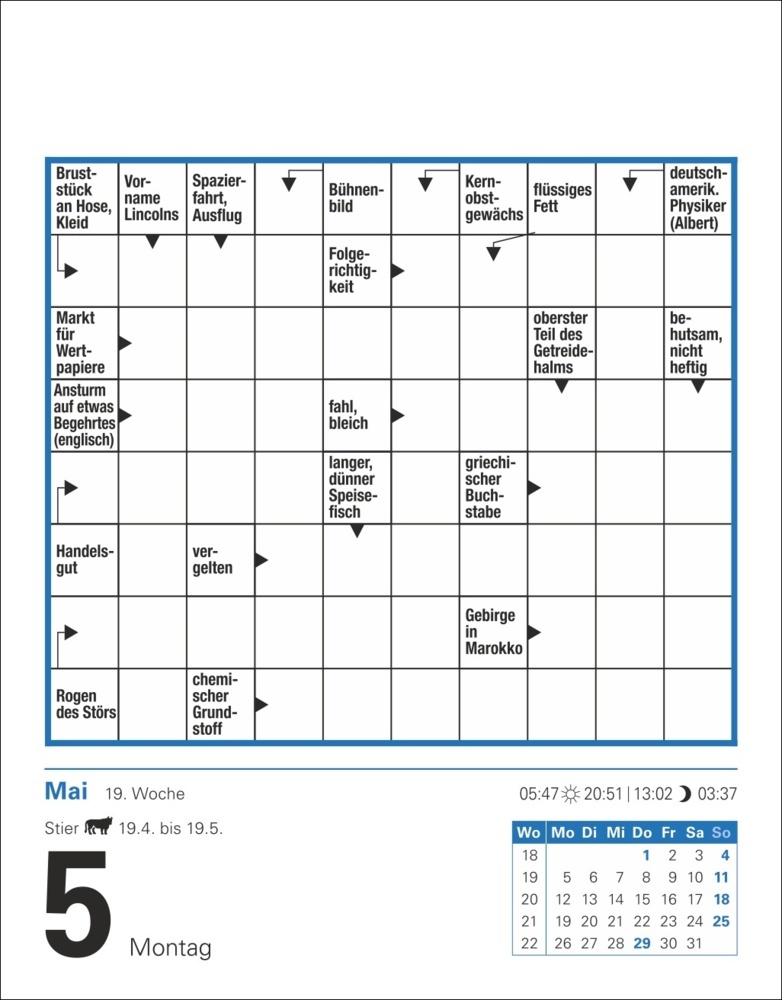 Bild: 9783840033575 | Kreuzworträtsel Tagesabreißkalender 2025 | Stefan Krüger | Kalender