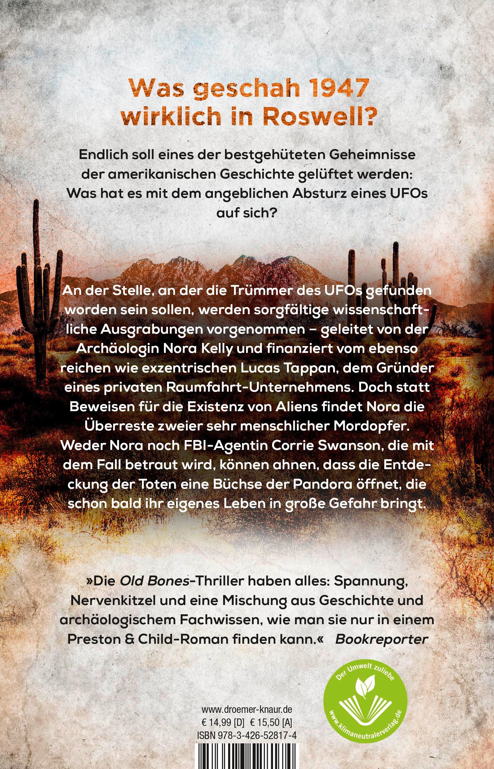 Rückseite: 9783426528174 | Old Bones - Die Toten von Roswell | Thriller | Douglas Preston (u. a.)