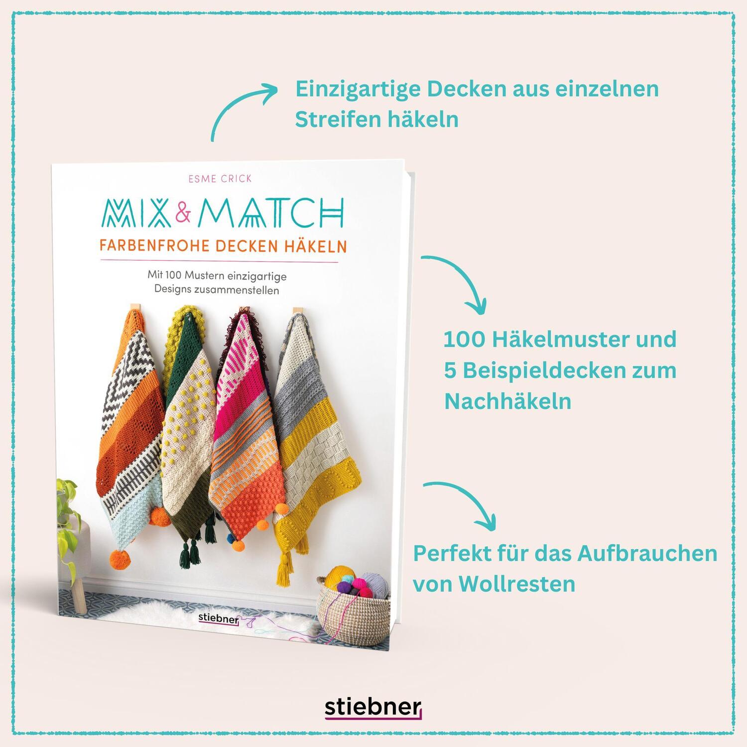 Bild: 9783830721437 | Mix &amp; Match Farbenfrohe Decken häkeln | Esme Crick | Taschenbuch