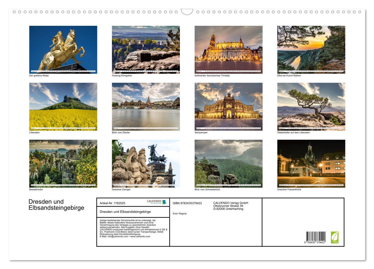 Bild: 9783435379422 | Dresden und Elbsandsteingebirge (Wandkalender 2025 DIN A2 quer),...