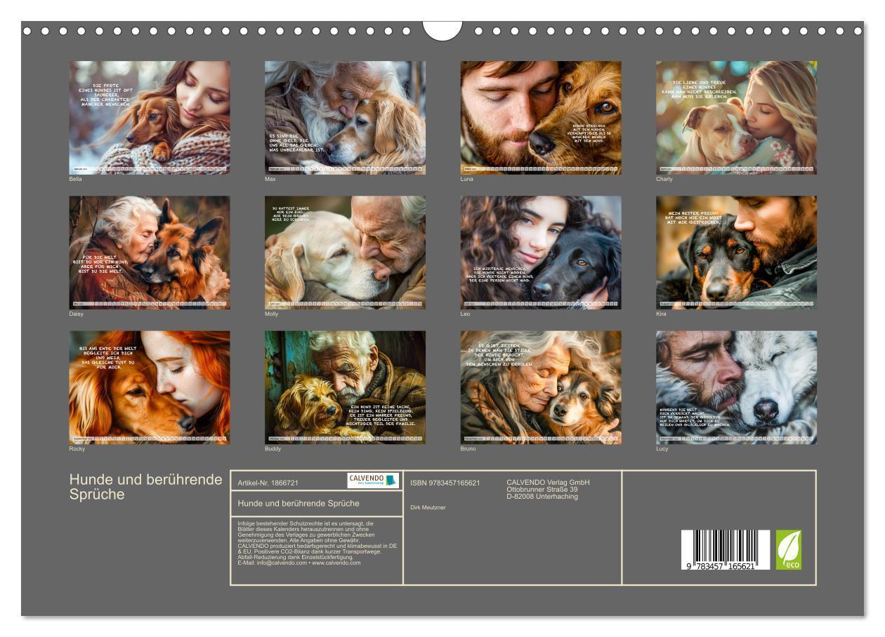 Bild: 9783457165621 | Hunde und berührende Sprüche (Wandkalender 2025 DIN A3 quer),...