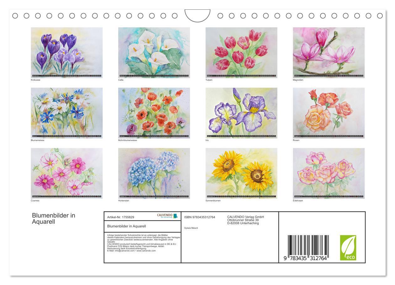 Bild: 9783435312764 | Blumenbilder in Aquarell (Wandkalender 2025 DIN A4 quer), CALVENDO...