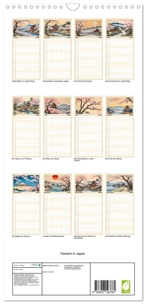 Bild: 9783457193761 | Familienplaner 2025 - Hanami in Japan mit 5 Spalten (Wandkalender,...