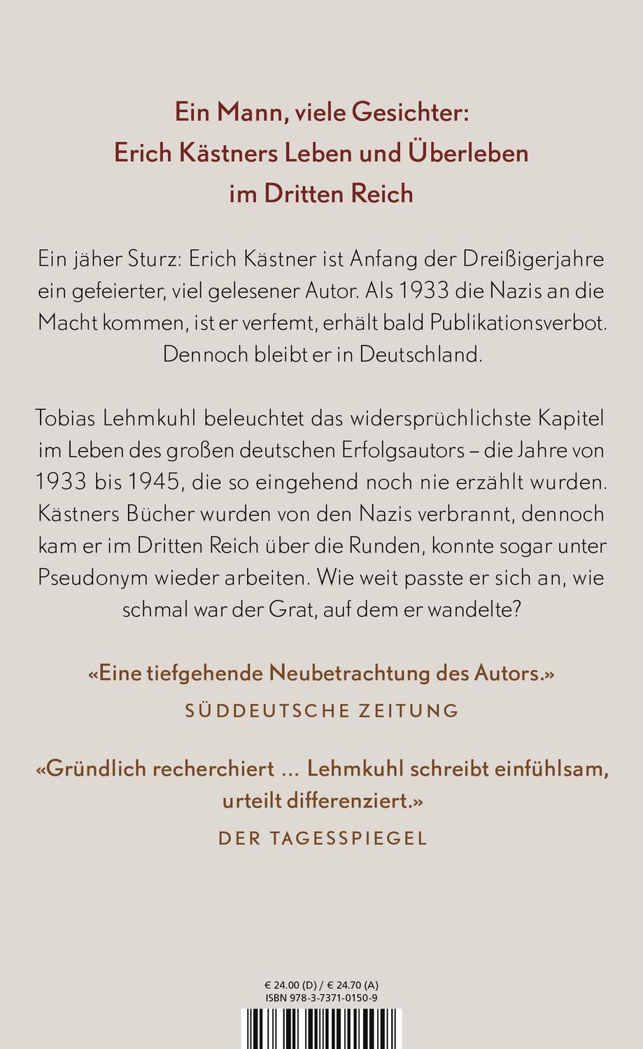 Rückseite: 9783737101509 | Der doppelte Erich | Kästner im Dritten Reich Biographie | Lehmkuhl