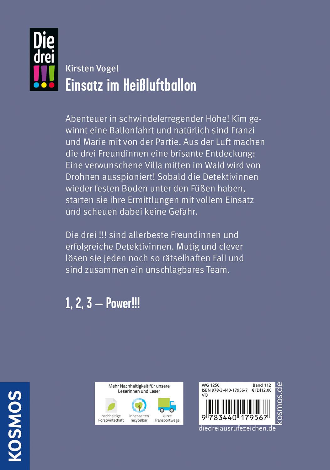 Rückseite: 9783440179567 | Die drei !!!, 112, Einsatz im Heißluftballon | Kirsten Vogel | Buch