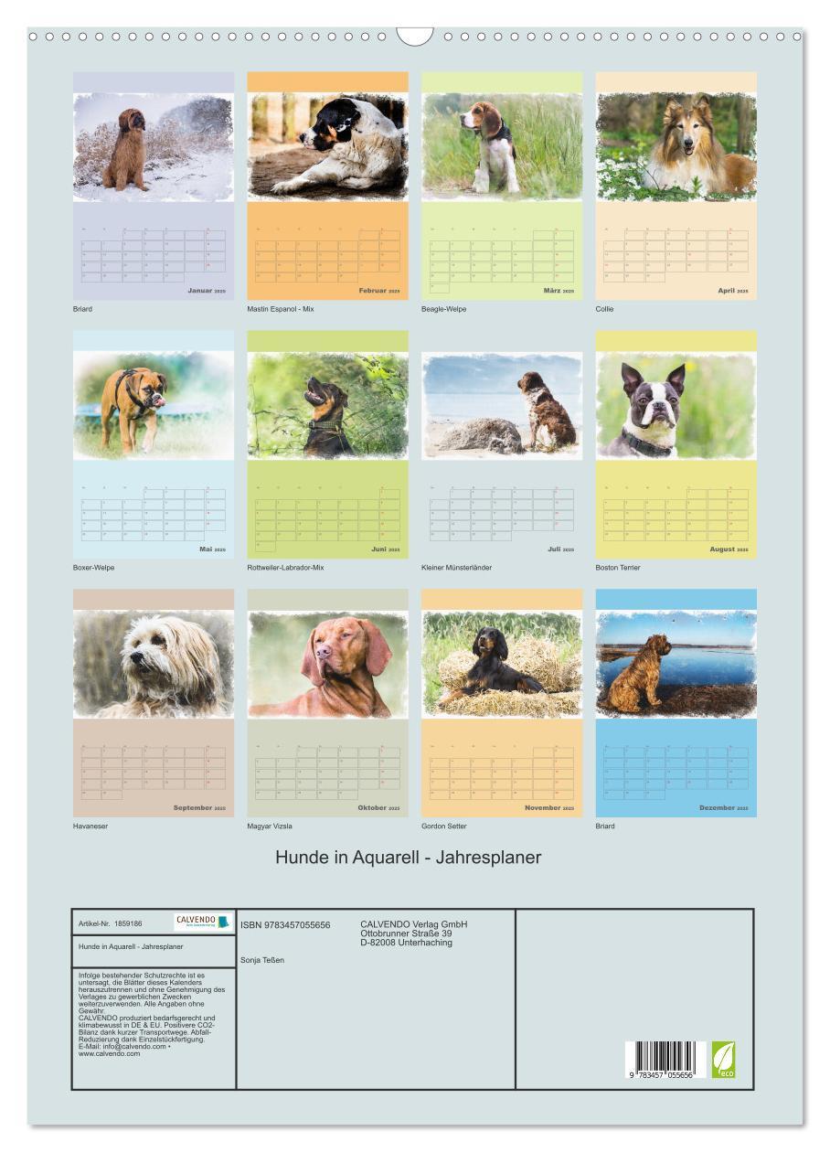 Bild: 9783457055656 | Hunde in Aquarell - Jahresplaner (Wandkalender 2025 DIN A2 hoch),...