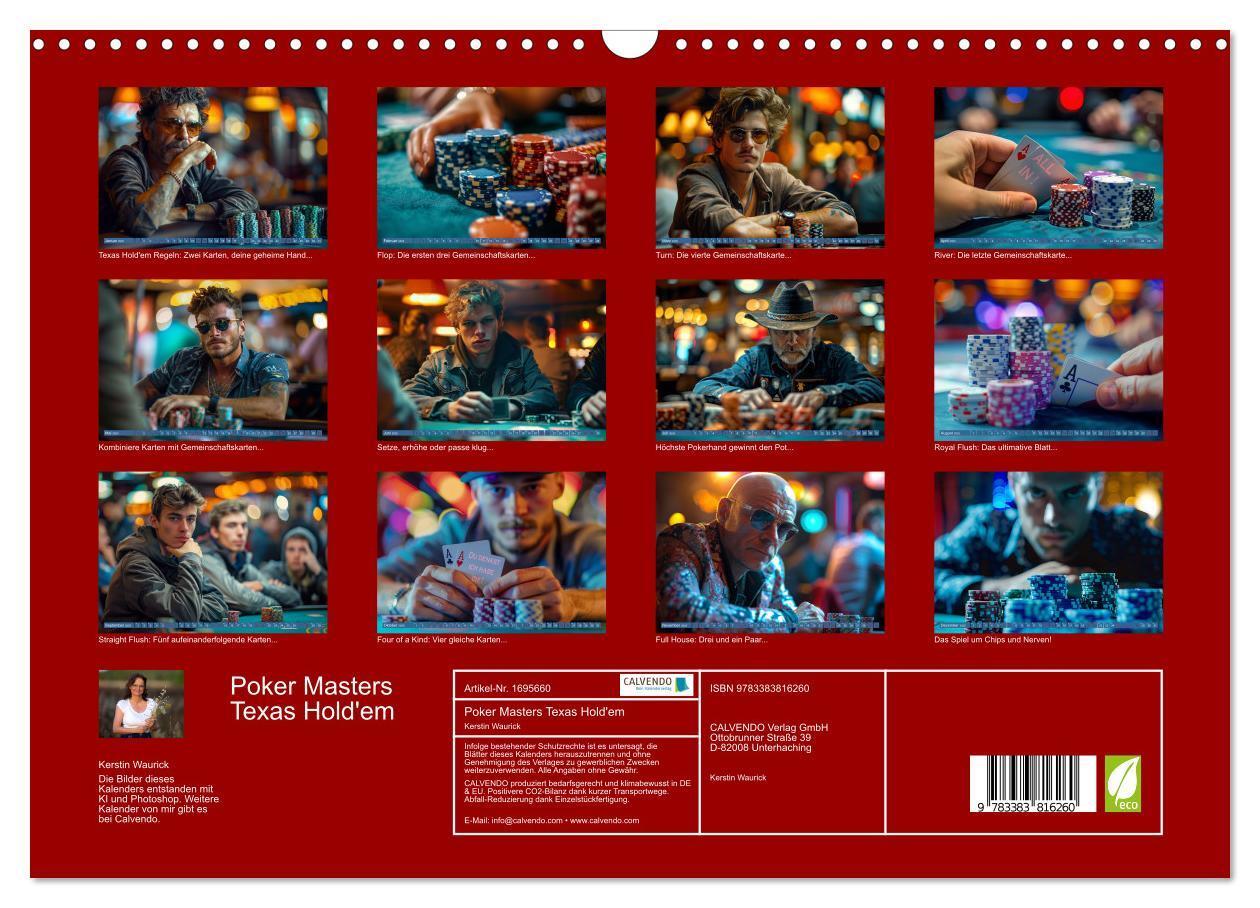 Bild: 9783383816260 | Poker Masters Texas Hold'em (Wandkalender 2025 DIN A3 quer),...