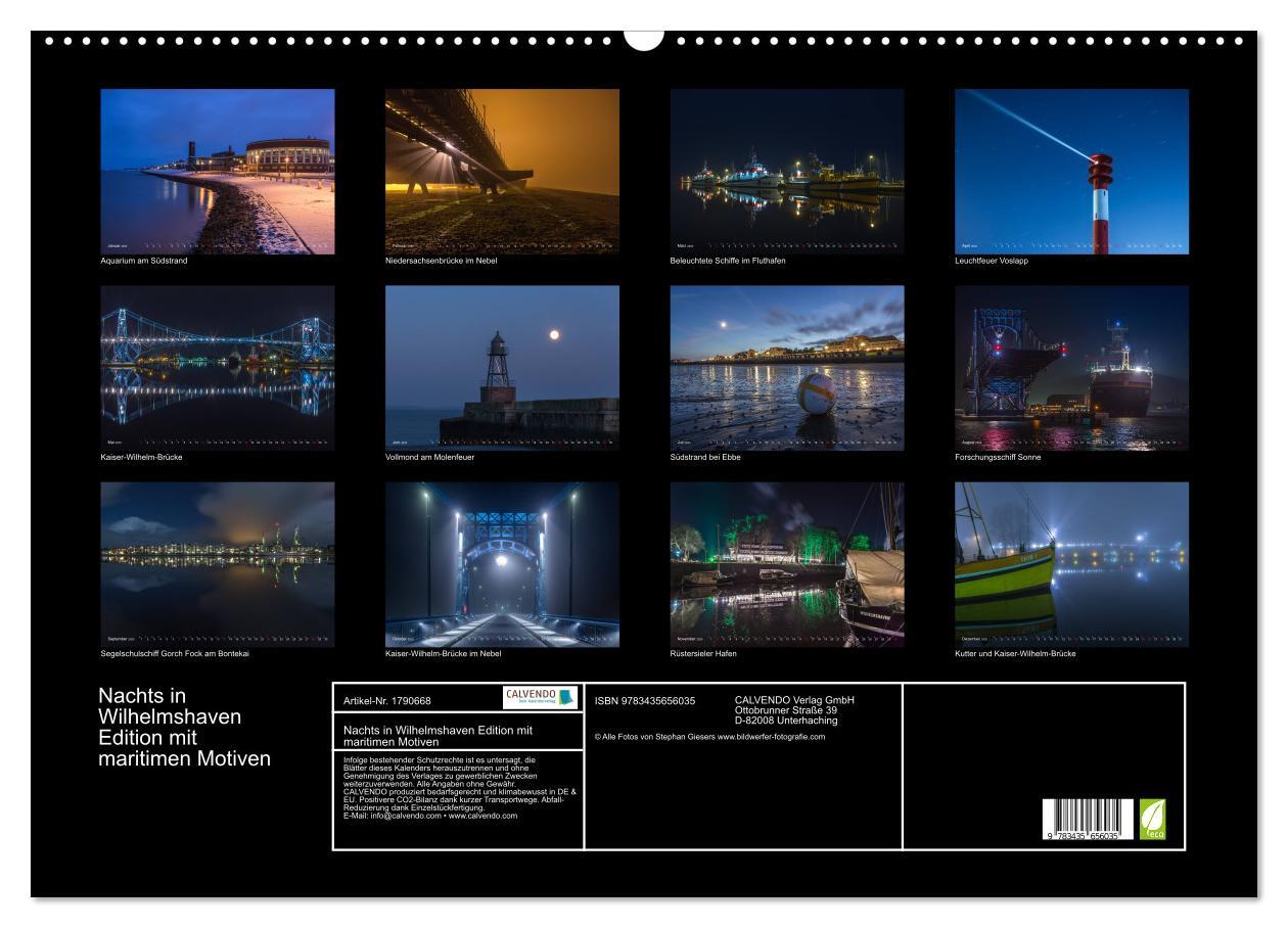 Bild: 9783435656035 | Nachts in Wilhelmshaven Edition mit maritimen Motiven (Wandkalender...