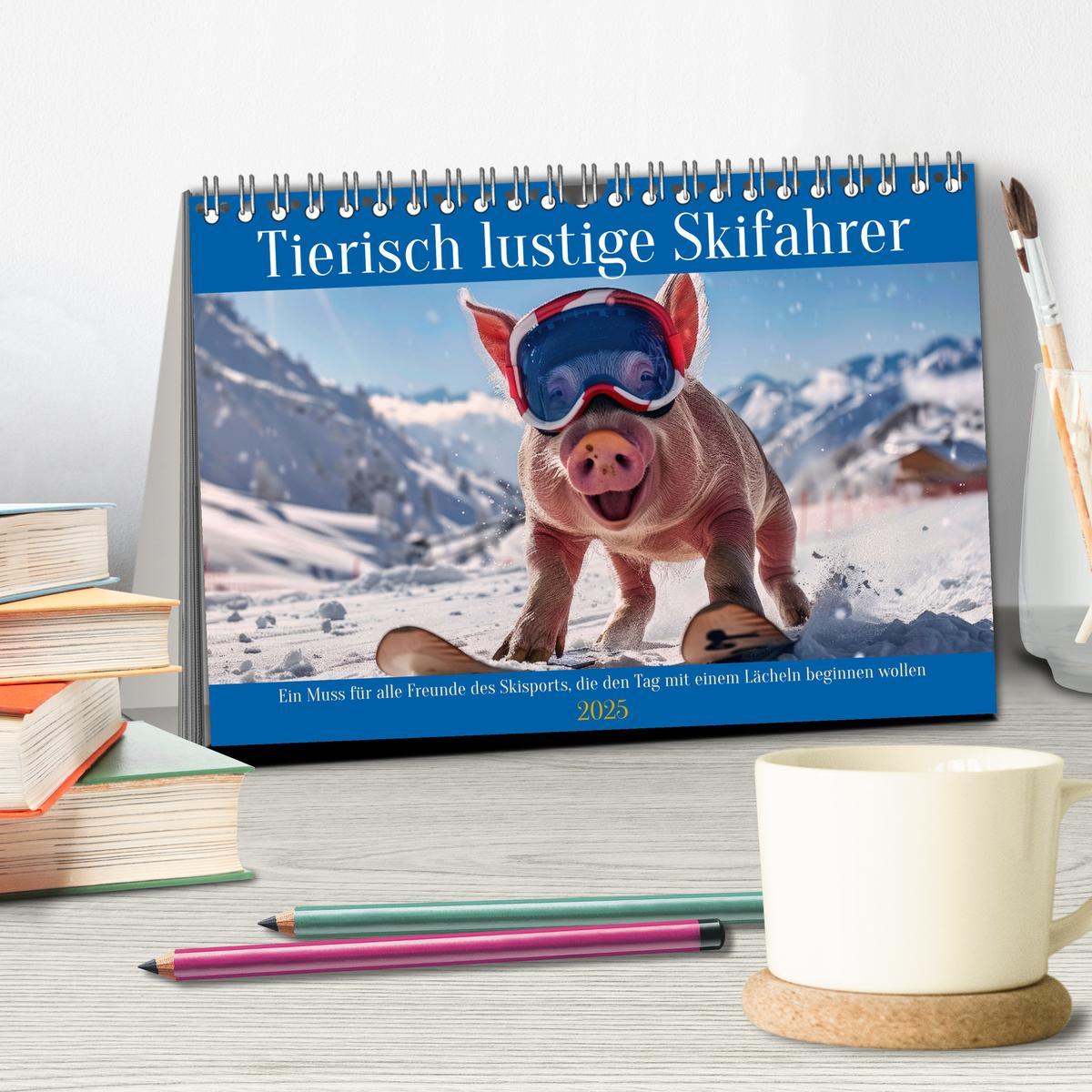 Bild: 9783457156124 | Tierisch lustige Skifahrer (Tischkalender 2025 DIN A5 quer),...