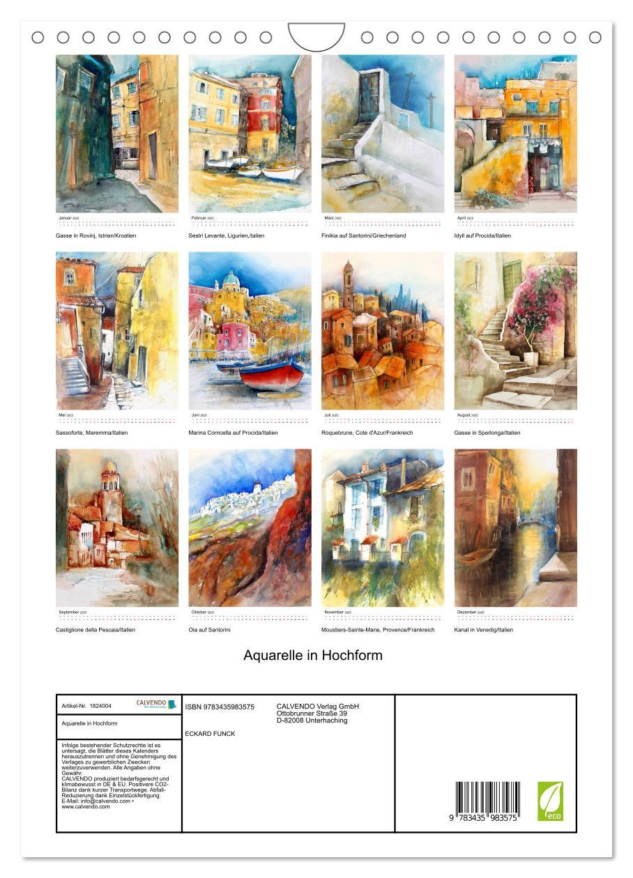 Bild: 9783435983575 | Aquarelle in Hochform (Wandkalender 2025 DIN A4 hoch), CALVENDO...