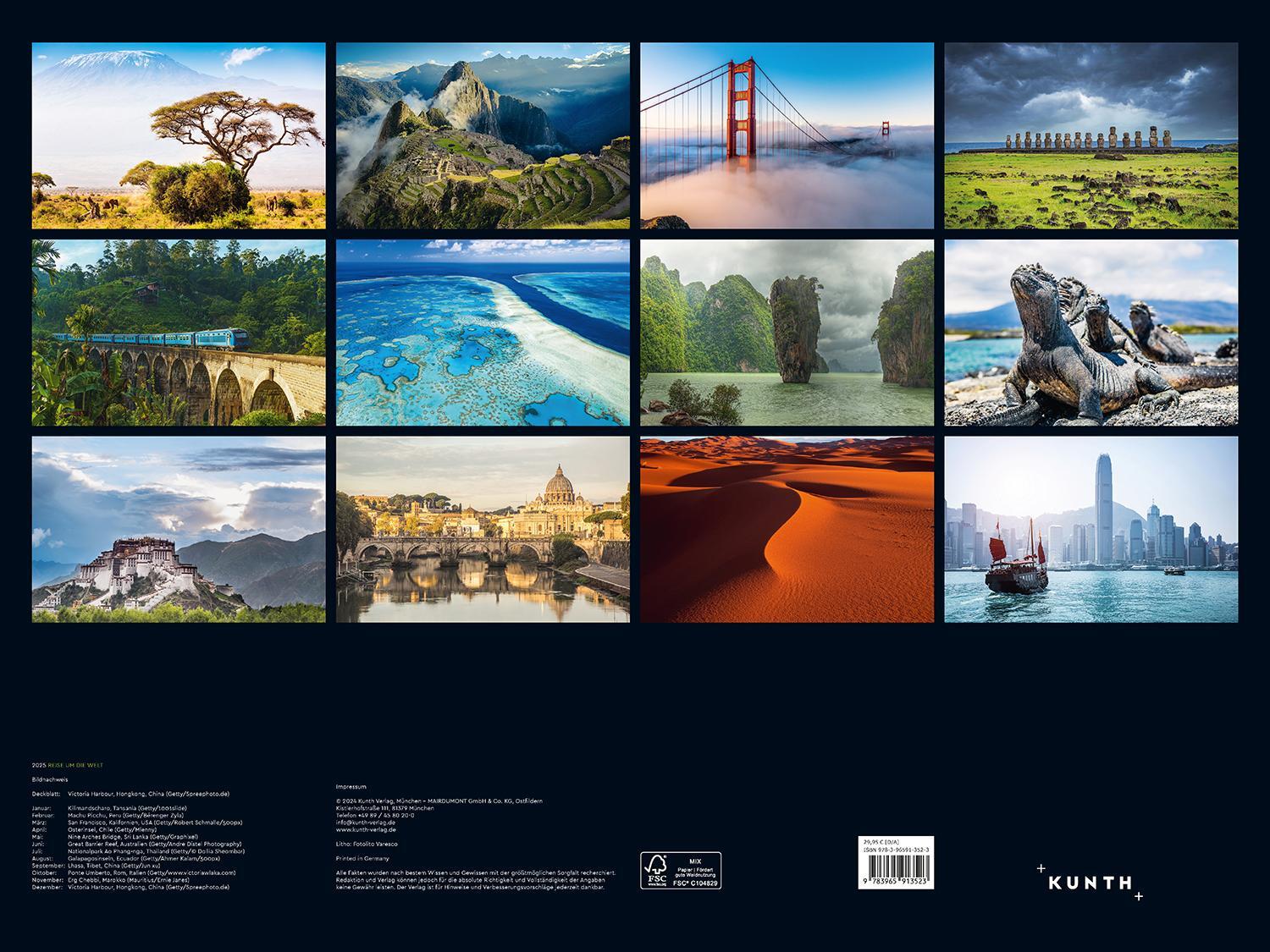 Bild: 9783965913523 | Reise um die Welt - KUNTH Wandkalender 2025 | Kalender | 14 S. | 2025