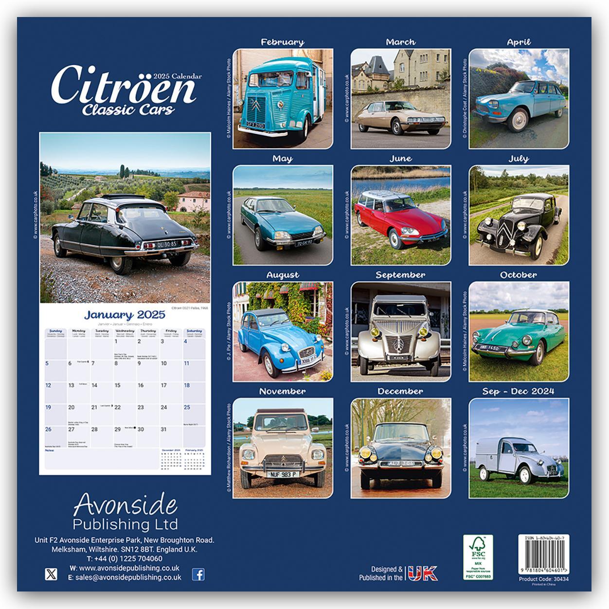 Rückseite: 9781804604601 | Citroën Classic Cars - Oldtimer von Citroën 2025 - 16-Monatskalender