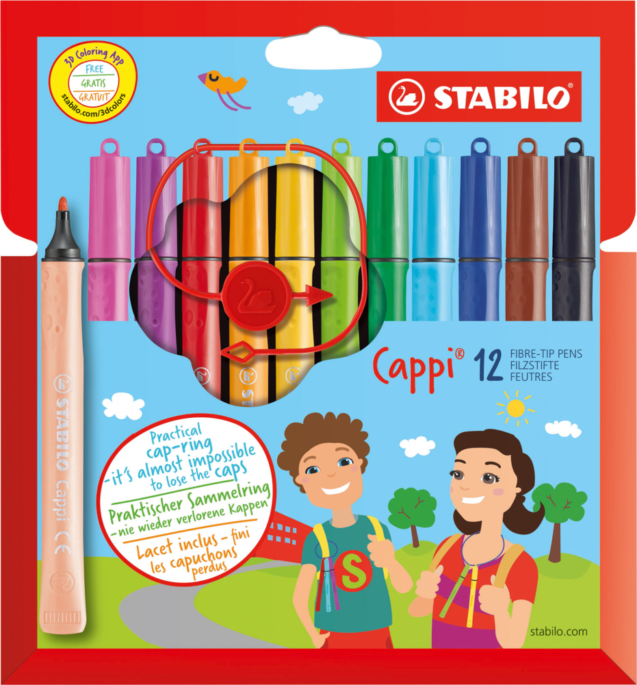 Cover: 4006381483711 | Filzstift mit Kappenring - STABILO Cappi - 12er Pack - mit 12...