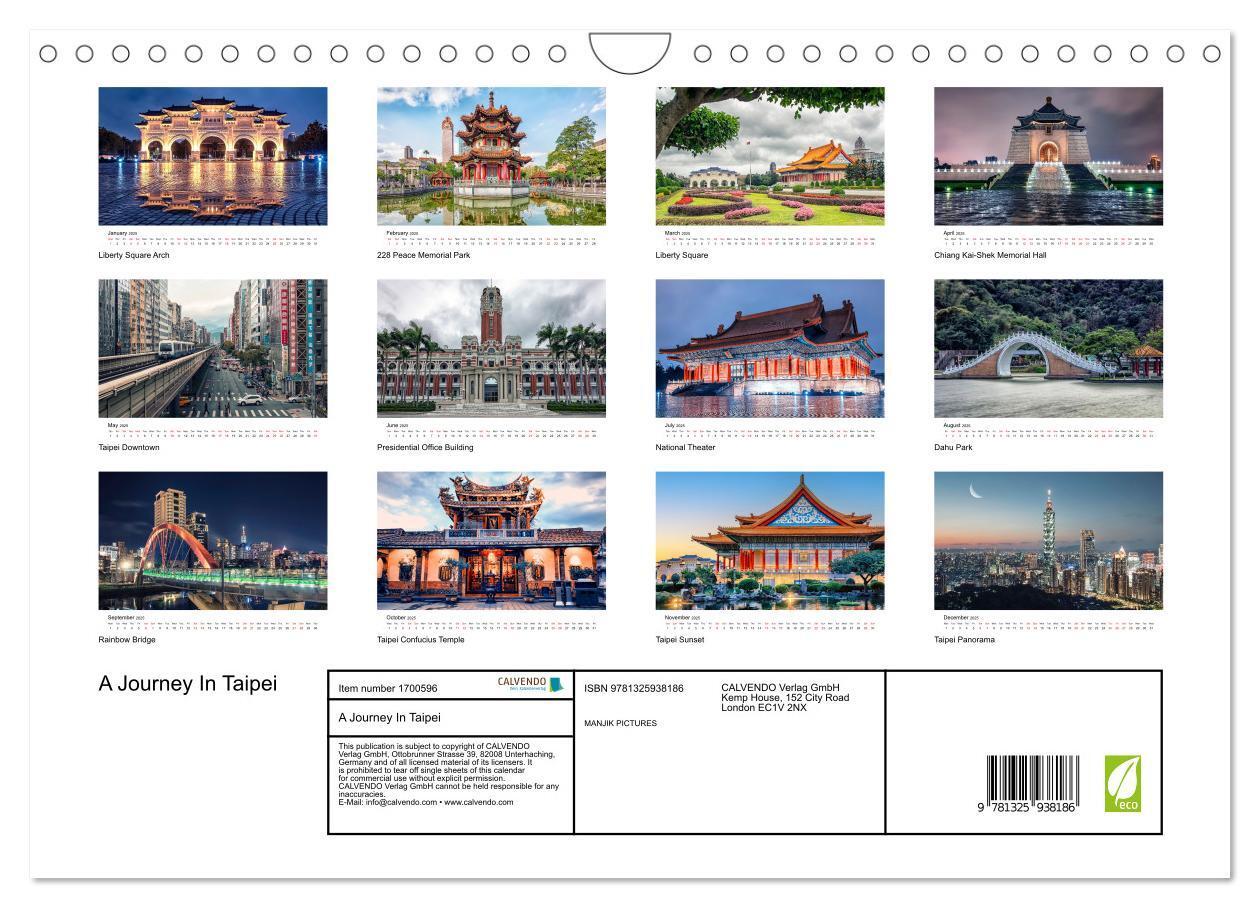 Bild: 9781325938186 | A Journey In Taipei (Wall Calendar 2025 DIN A4 landscape), CALVENDO...