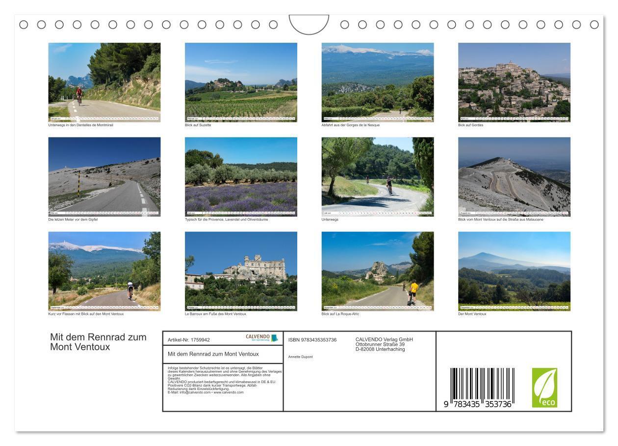 Bild: 9783435353736 | Mit dem Rennrad zum Mont Ventoux (Wandkalender 2025 DIN A4 quer),...