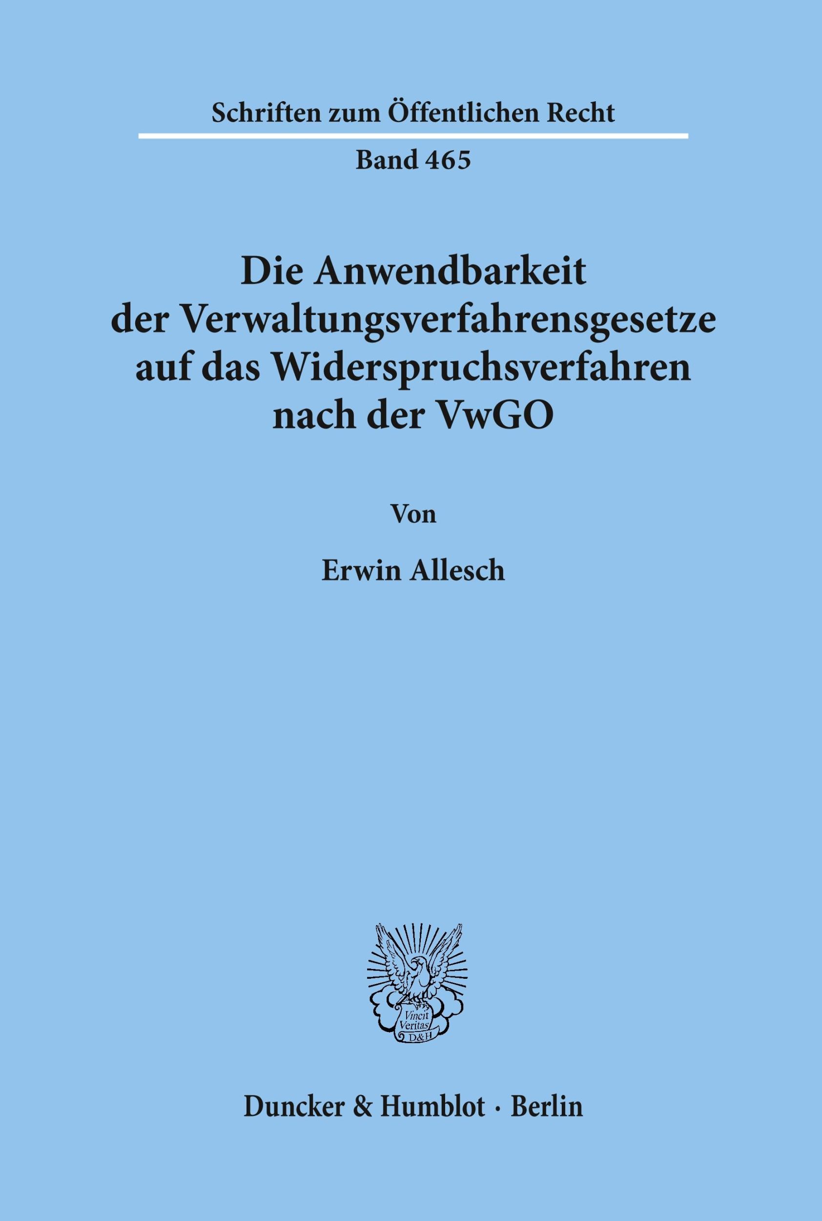 Cover: 9783428056293 | Die Anwendbarkeit der Verwaltungsverfahrensgesetze auf das...