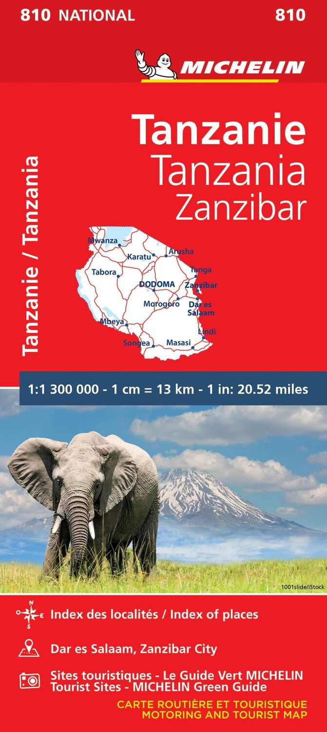 Cover: 9782067242586 | Tanzania &amp; Zanzibar - Michelin National Map 810 | Map | MICHELIN