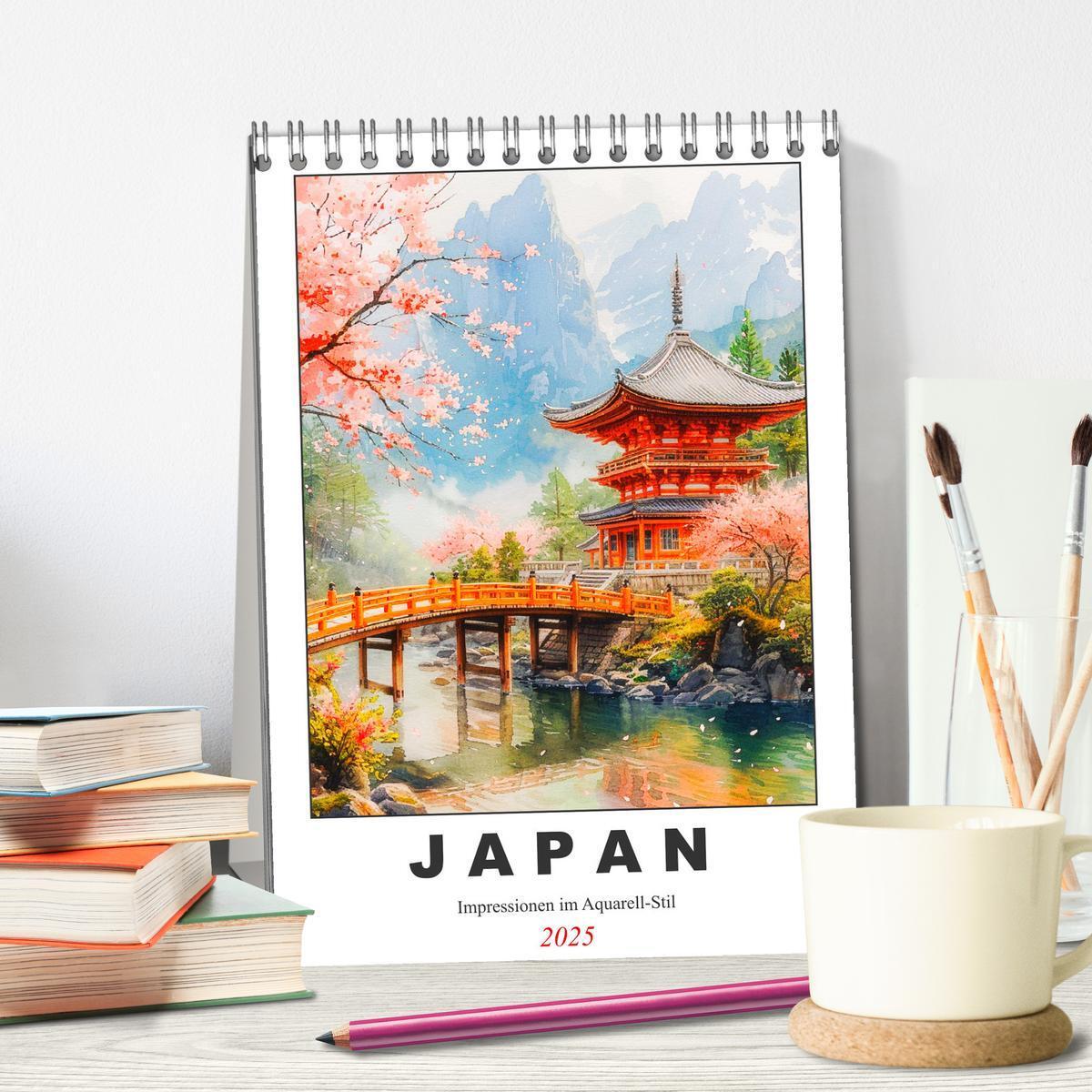 Bild: 9783383816154 | Japan. Impressionen im Aquarell-Stil (Tischkalender 2025 DIN A5...