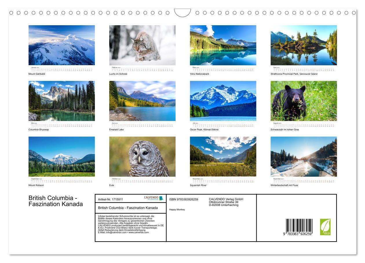 Bild: 9783383926259 | British Columbia - Faszination Kanada (Wandkalender 2025 DIN A3...