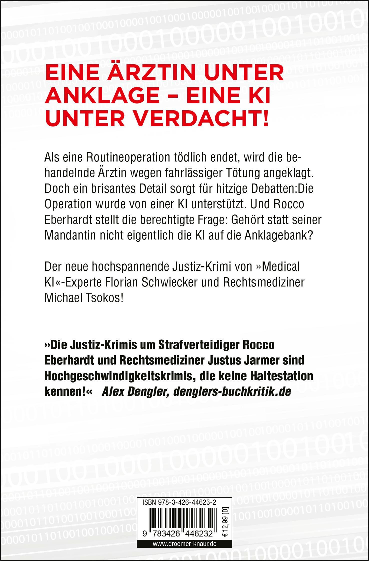 Rückseite: 9783426446232 | Der 1. Patient | Justiz-Krimi SPIEGEL Bestseller | Tsokos (u. a.)