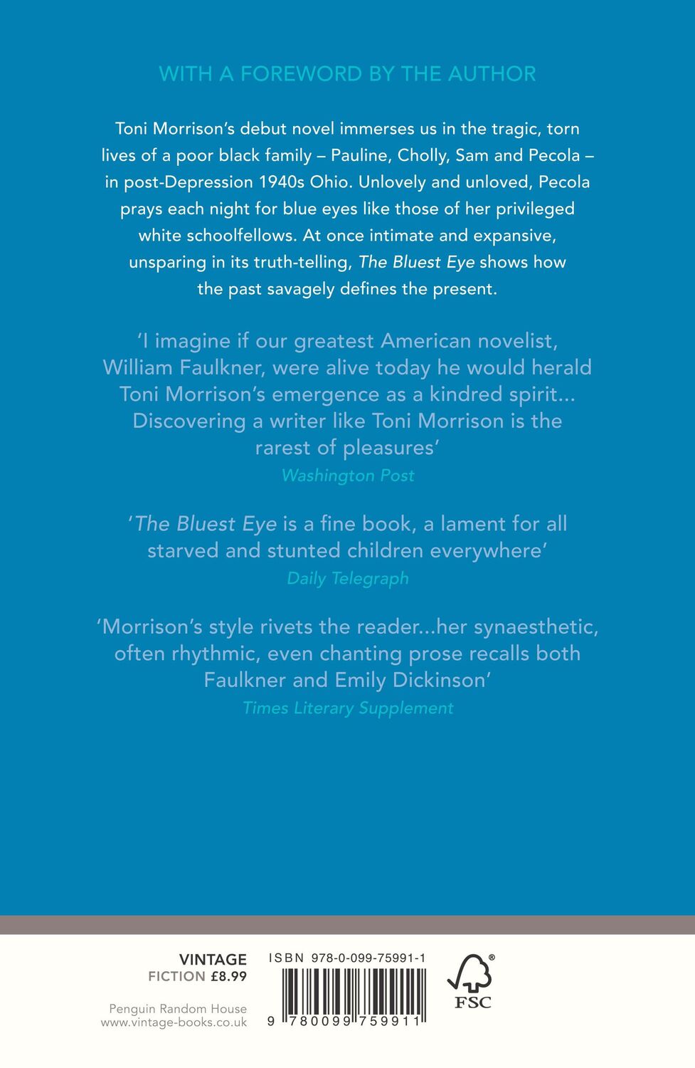 Rückseite: 9780099759911 | The Bluest Eye | Toni Morrison | Taschenbuch | 172 S. | Englisch